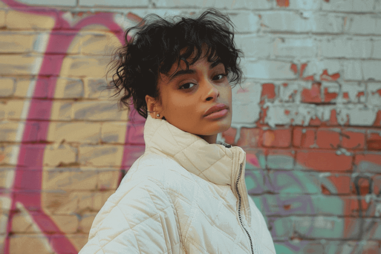 Femme portant une veste matelassée confortable